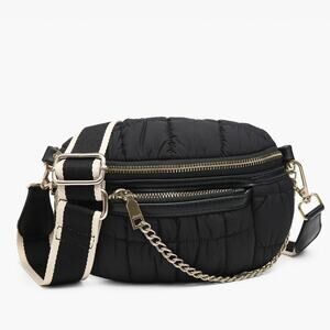 Mabel Quilted Nylon Belt Bag w/ Guitar Strap Black